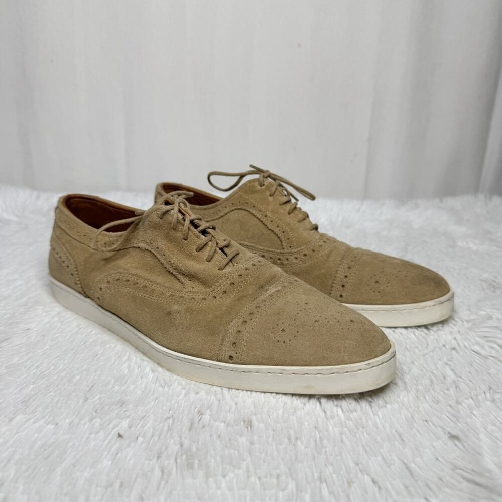 ALLEN EDMONDS / Strand tan light brown suede oxford lace up sneakers / 8.5
